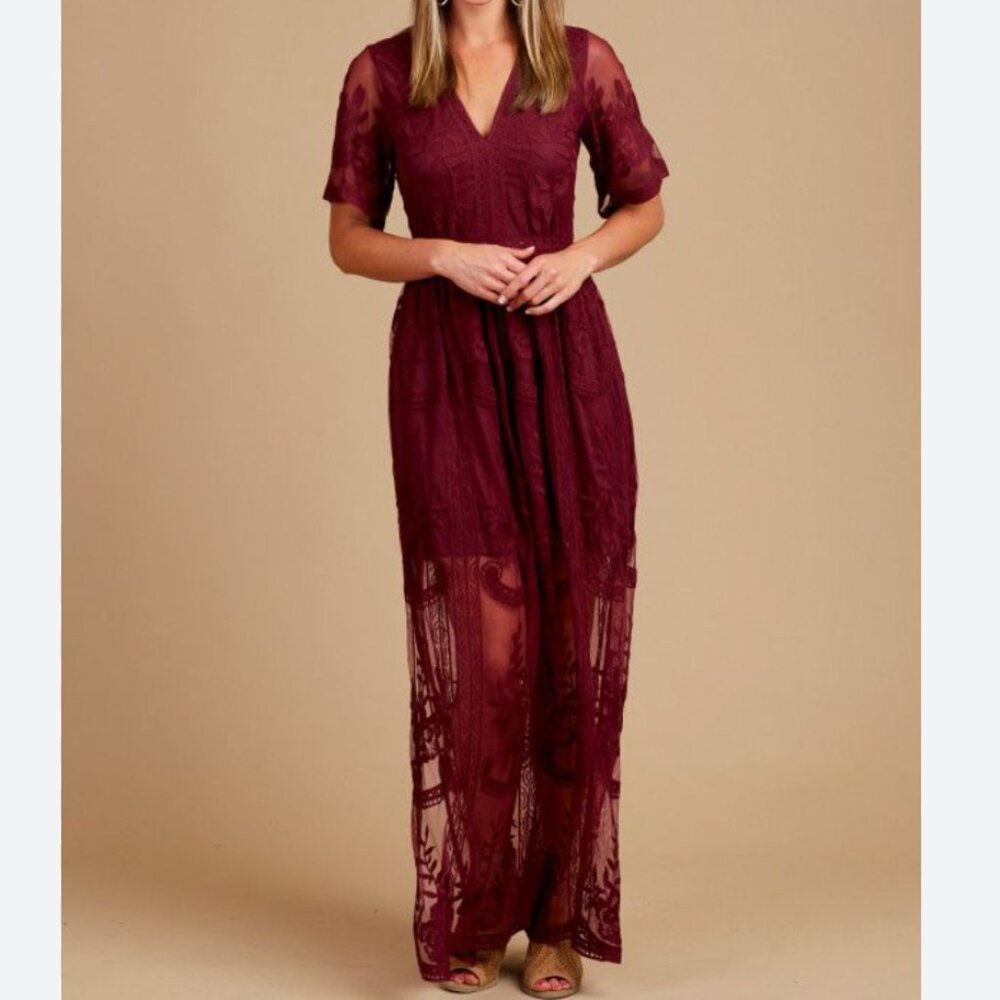 Altar'd State Burgundy Marionette Maxi Dress